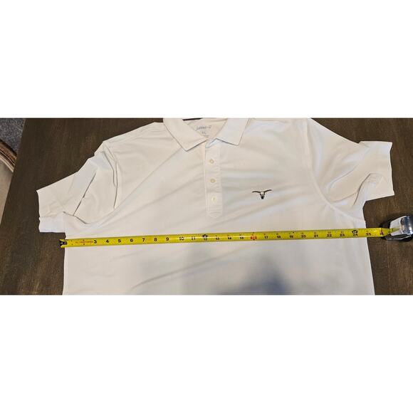 Men's Johnnie-O White Polo Shirt SS Polyester Size XL Longhorn **READ** - Picture 6 of 11